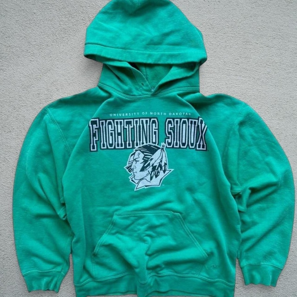 Vintage Gildan University North Dakota Fighting Sioux Green Hoodie M